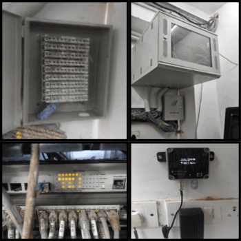 Networking project for Roop Polymers showcasing cable management,data connections, and secure hardware installations
